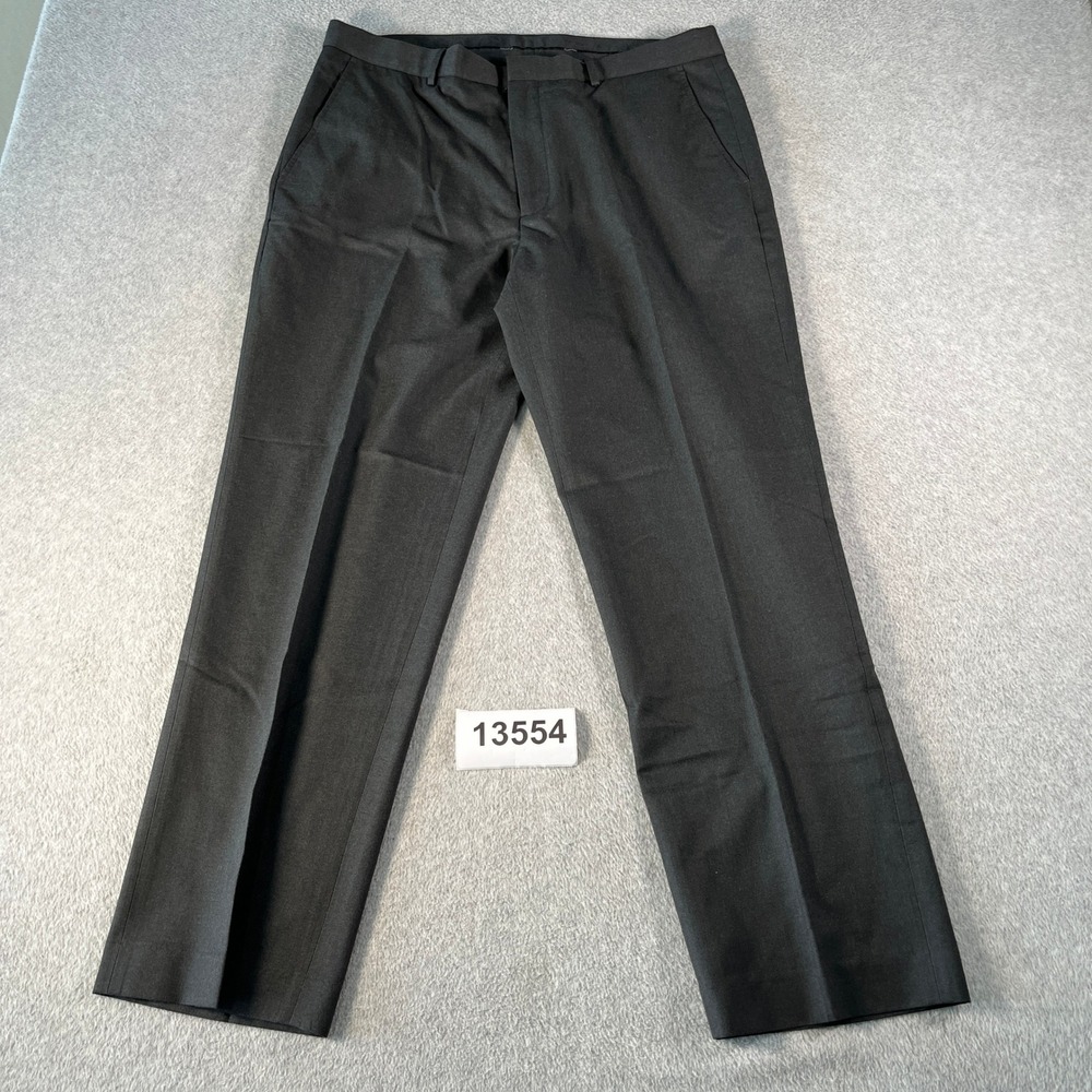 Calvin Klein Dress Pants Men 36x30 Charcoal Grey Excellent Flat Front Trousers